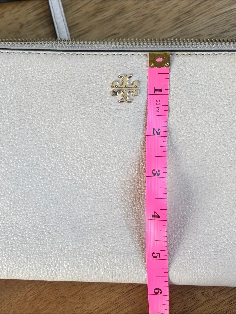 Tory Burch Blush Pink Pebbled Leather Crossbody Clutch Gold Hardware